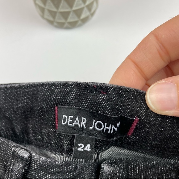 Dear John Joy Rich Skinny Black Purple Velvet Stripe Denim Jeans Women Size 24 - Picture 2 of 9